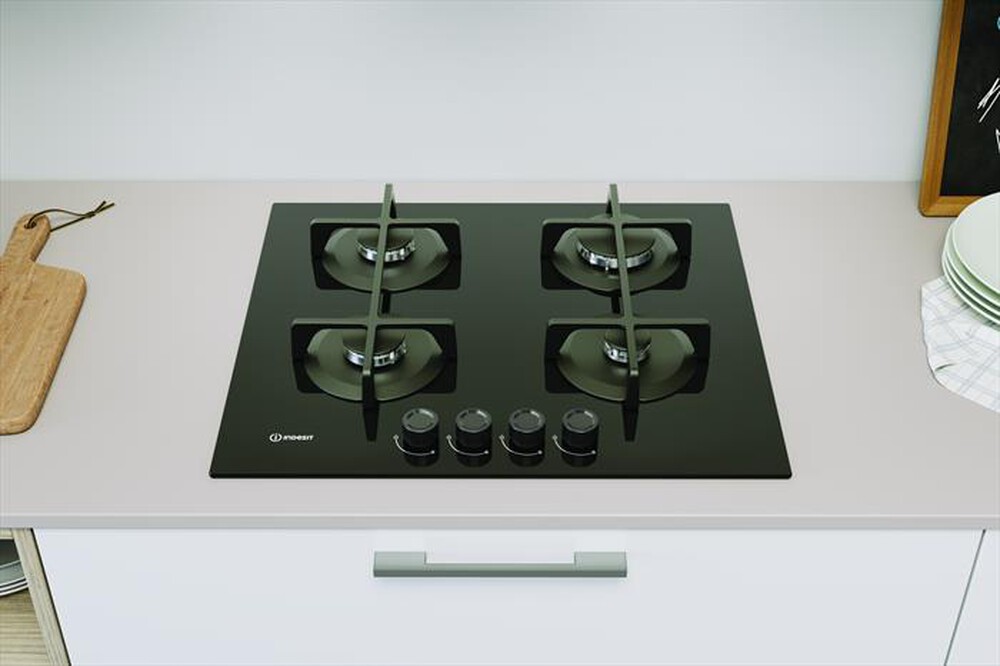 Immagine del prodotto INDESIT - ING 61 T/BK 1 PIANO GAS VETRO NERO 60CM