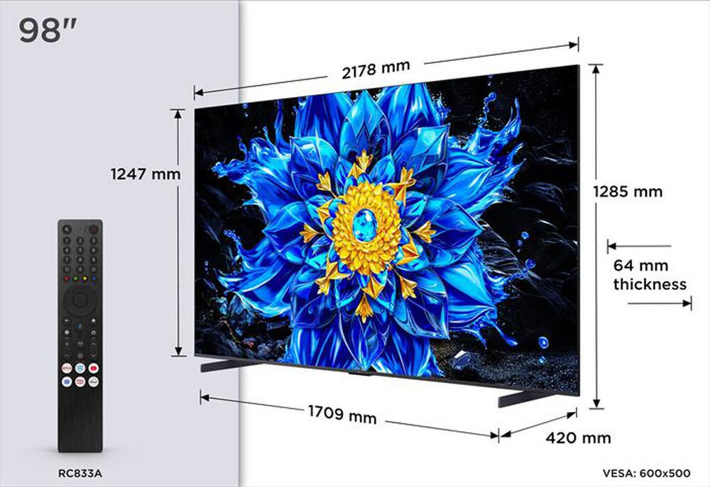 Immagine del prodotto TCL - Smart TV QD-Mini LED 4K 98" 98P8L-Nero