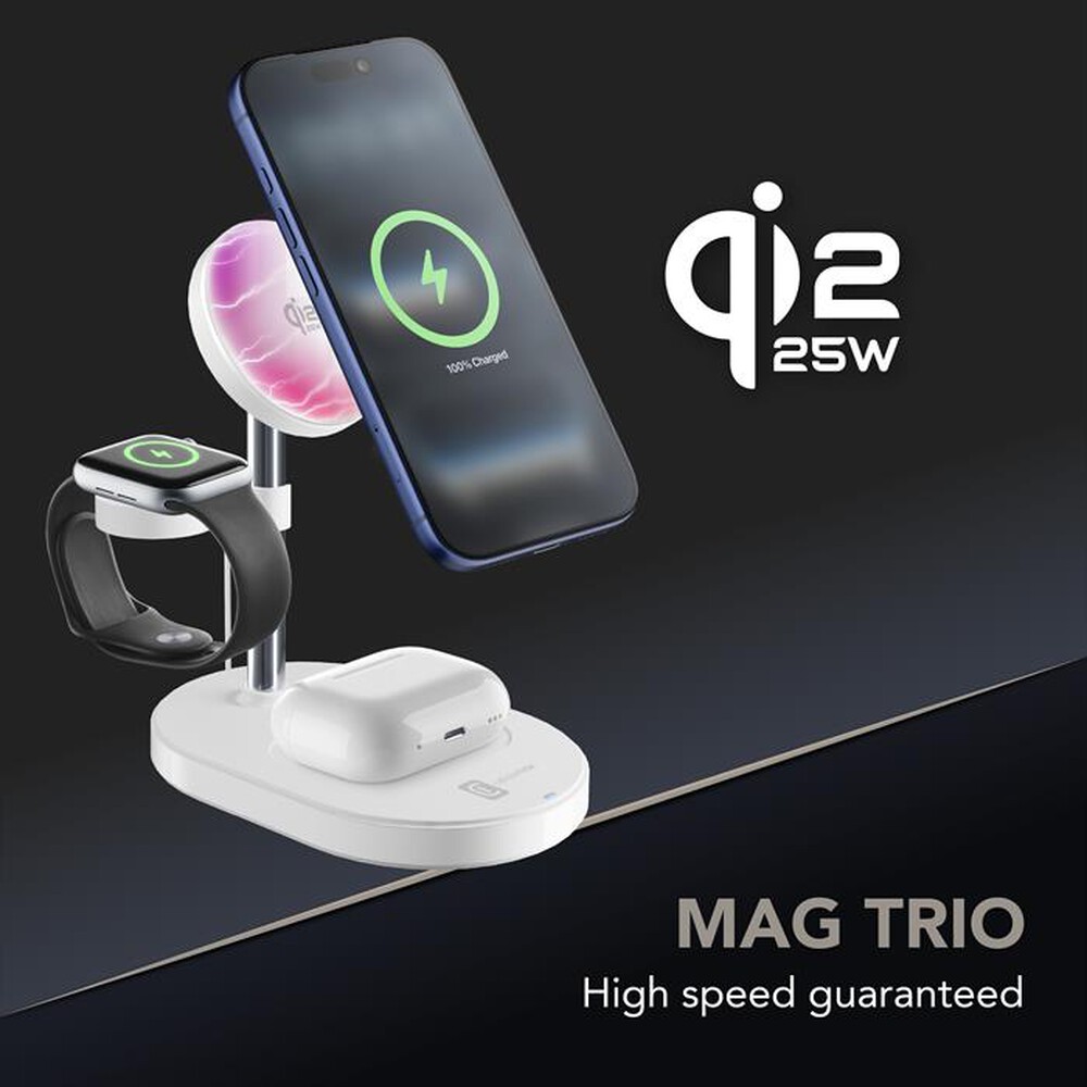Immagine del prodotto CELLULARLINE - Station ricarica wireless 3in1 MAG TRIO QI2.2 25W-Bianco