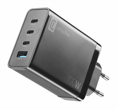 CELLULARLINE - Caricatore da rete ACHUSBGAN4WAL100WK-Nero