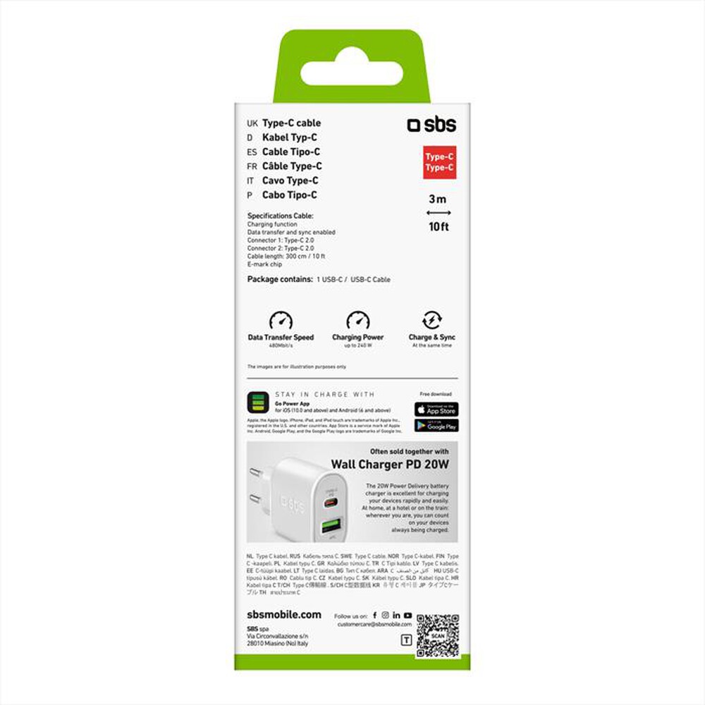 "SBS - Cavo TECABLE3MTCC240W-Bianco"