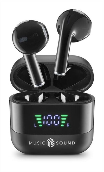 MUSIC SOUND - AURICOLARI TWS CON DISPLAY LED-Black