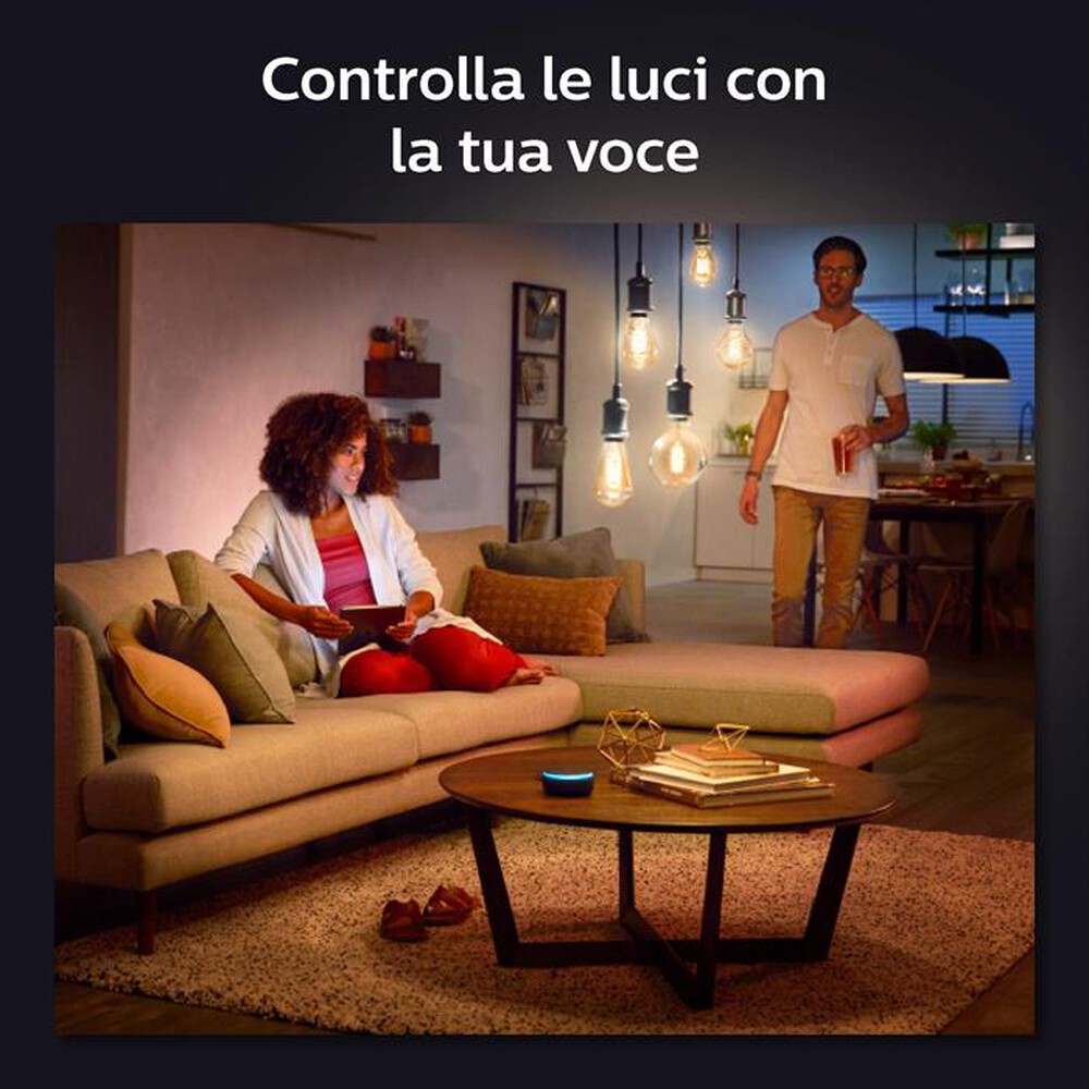 "PHILIPS - HUE WHITE, LAMPADINA GLOBO SMART E27 FILAMENT, 9W-Bianco"