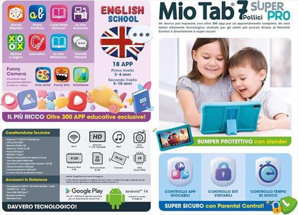 "LISCIANI GIOCHI - Tablet per bambini MIO TAB 7\" SUP-Multicolore"