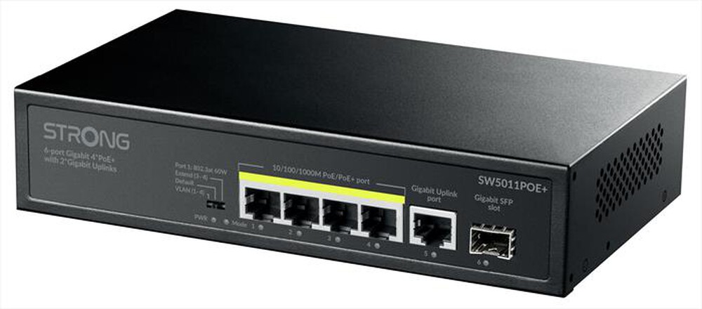 Immagine del prodotto STRONG - Switch Gigabit PoE+ a 6 porte 4P+2 UPLINK GIGA-Nero