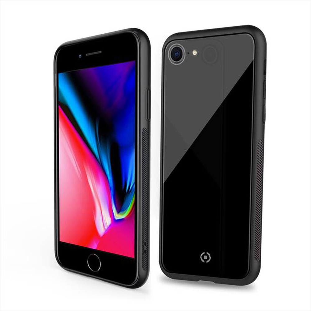 "CELLY - COVER PER IPHONE 7/8-Nero/Vetro temperato+TPU"