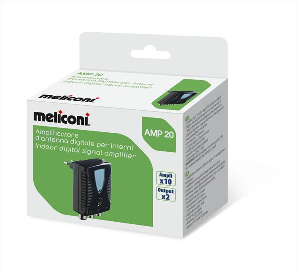 "MELICONI - AMP-20 - Amplificatore d'antenna digitale xInterni-Nero"