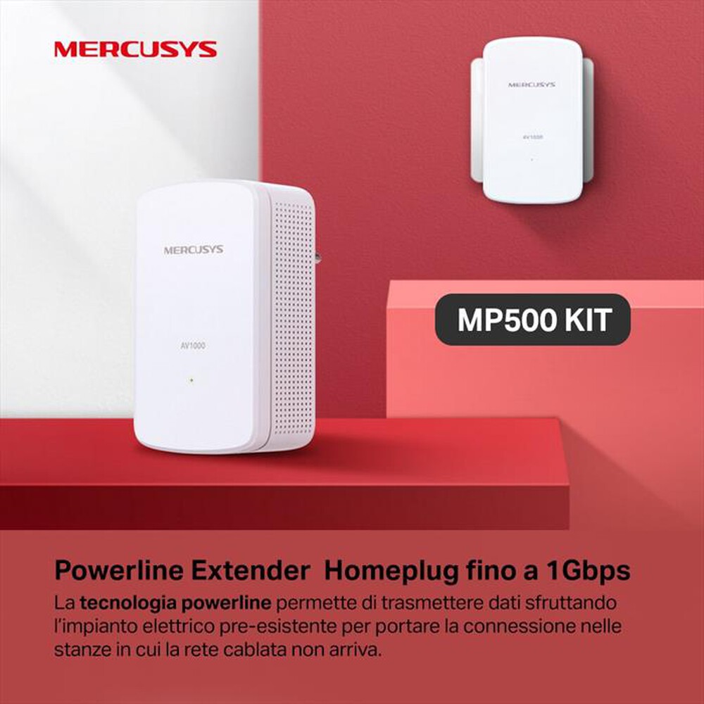 Immagine del prodotto MERCUSYS - AV1000 GIGABIT POWERLINE STARTER KIT-bianco