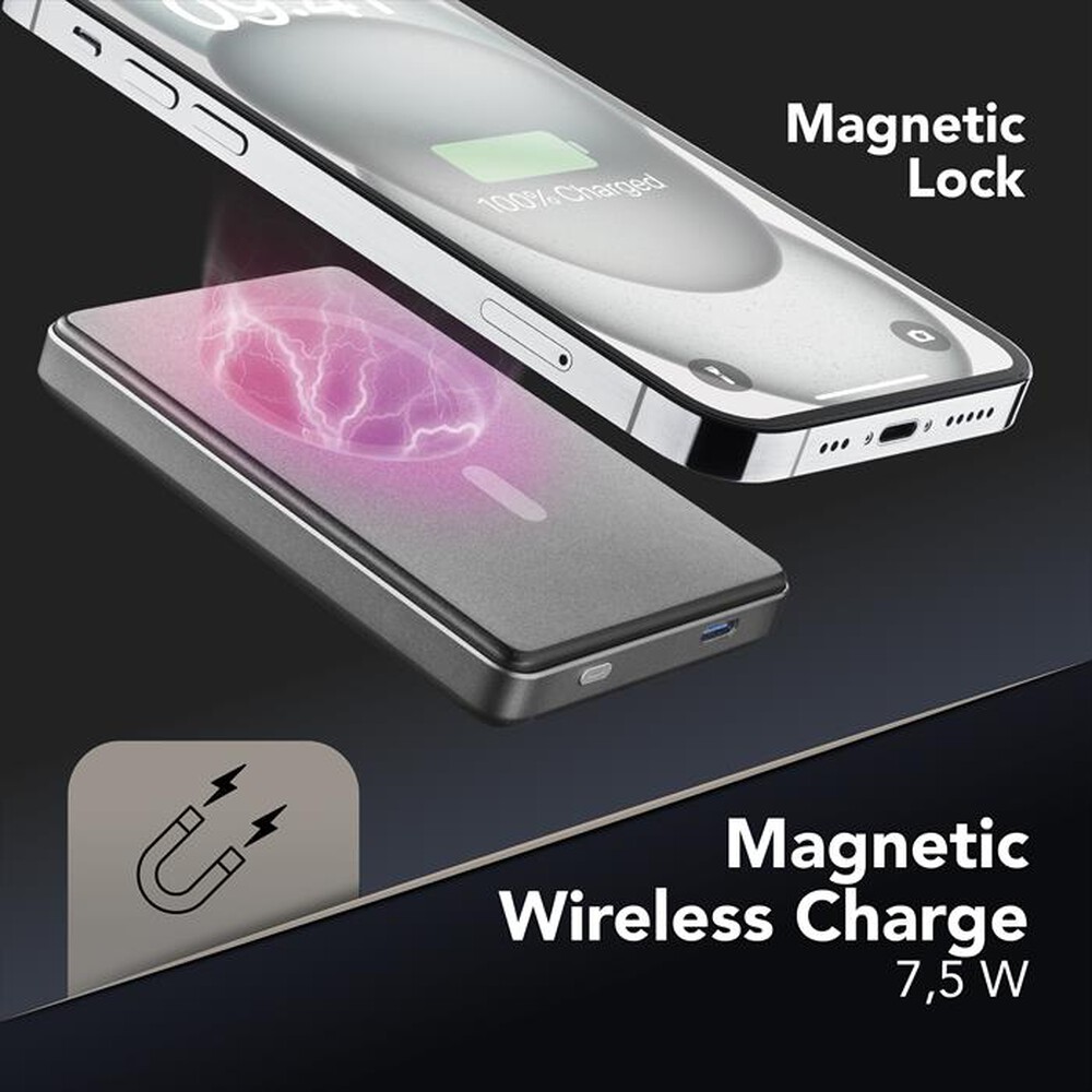 Immagine del prodotto CELLULARLINE - Power Bank PBMAGSLIM10000WIRD-Grigio