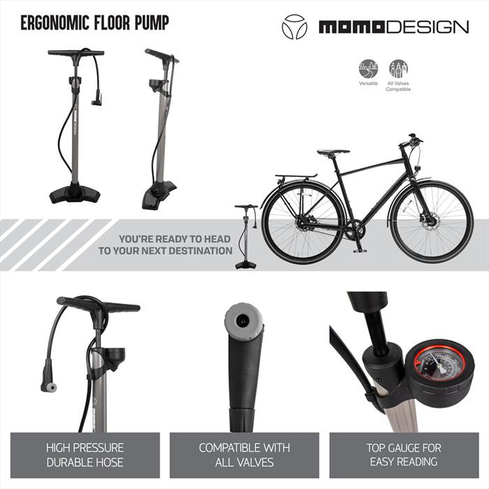 Immagine del prodotto MOMODESIGN - Pompa per bicicletta FP01-ACCIAIO-PLASTICA