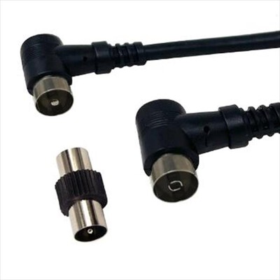 GBC - CAVO ANTENNA TV 1,5M NERO CON ADATTATORE-Nero