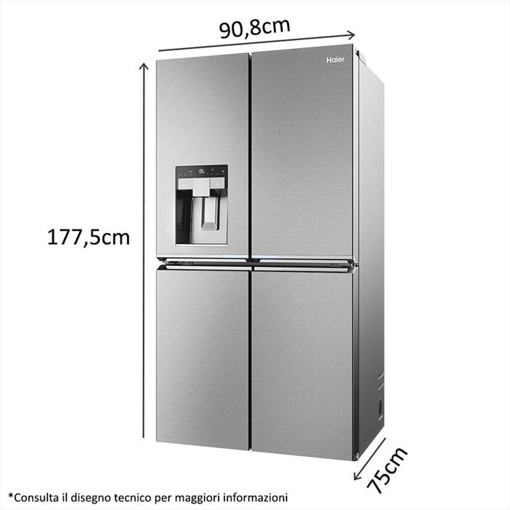 Immagine del prodotto HAIER - Frigorifero side by side HCR7918EIMP ClasseE 601lt-Platino, Acciaio inossidabile