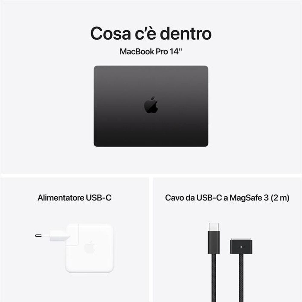 "APPLE - MacBook Pro 14'' M4 Core 10 CPU 10 GPU 512GB-Nero siderale"