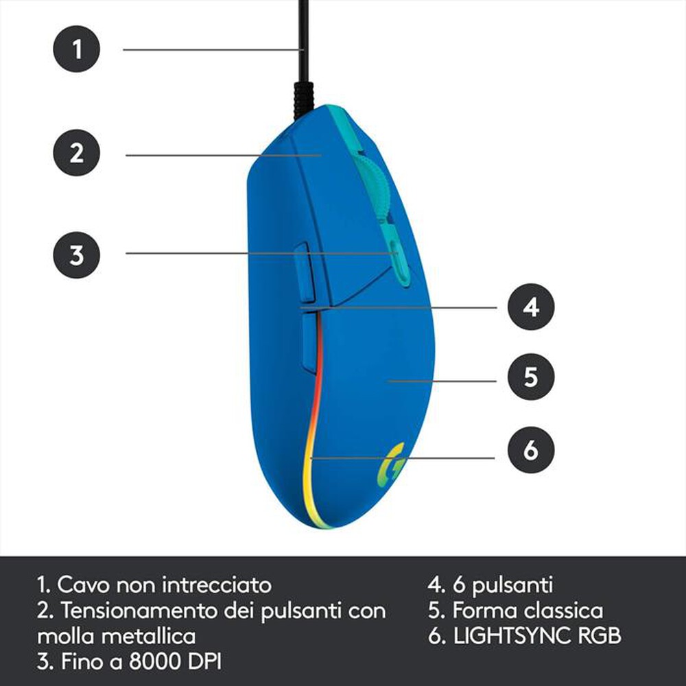 "LOGITECH - G203 LIGHTSYNC-Blu"