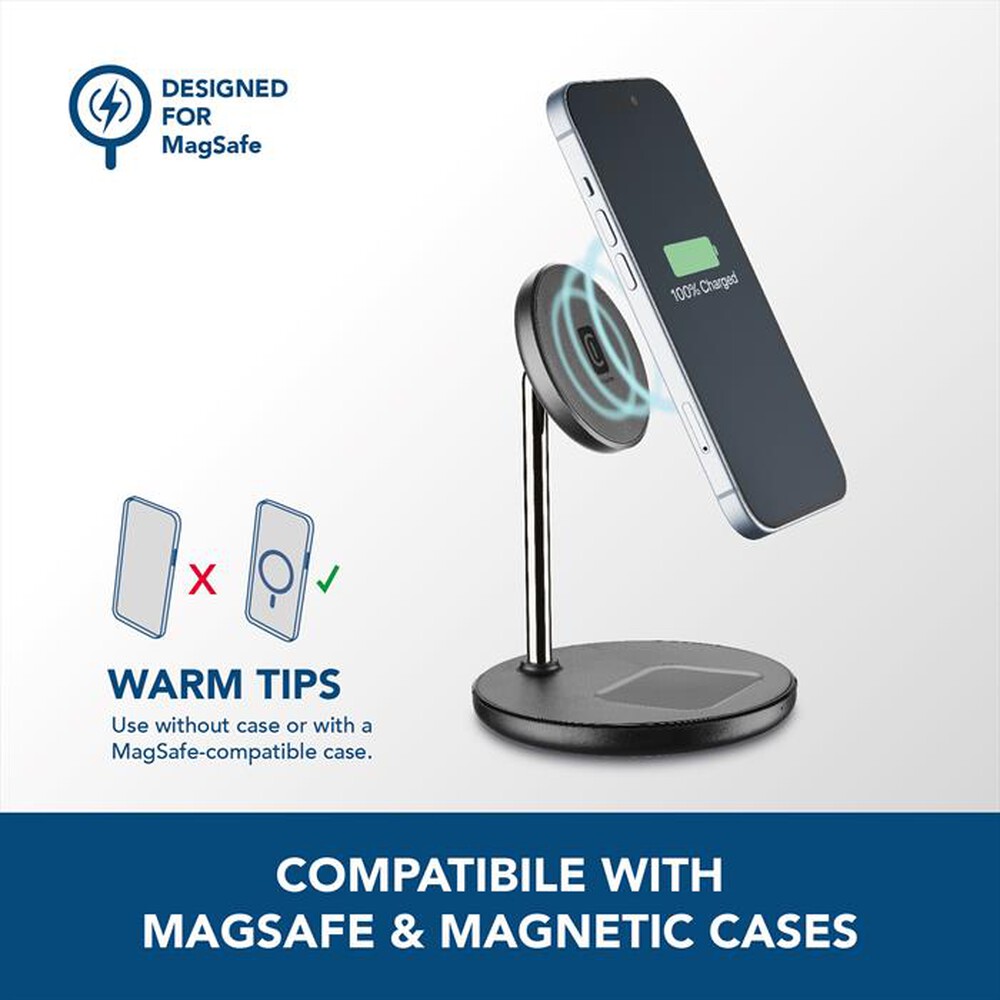 Immagine del prodotto CELLULARLINE - Supporto tavolo ricarica wireless MAGSF2IN1WIRK-Nero