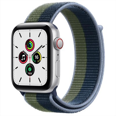 APPLE - Apple Watch SE GPS+Cellular 44mm Alluminio Argento-Sport LoopAzzurro/VerdeMuschio