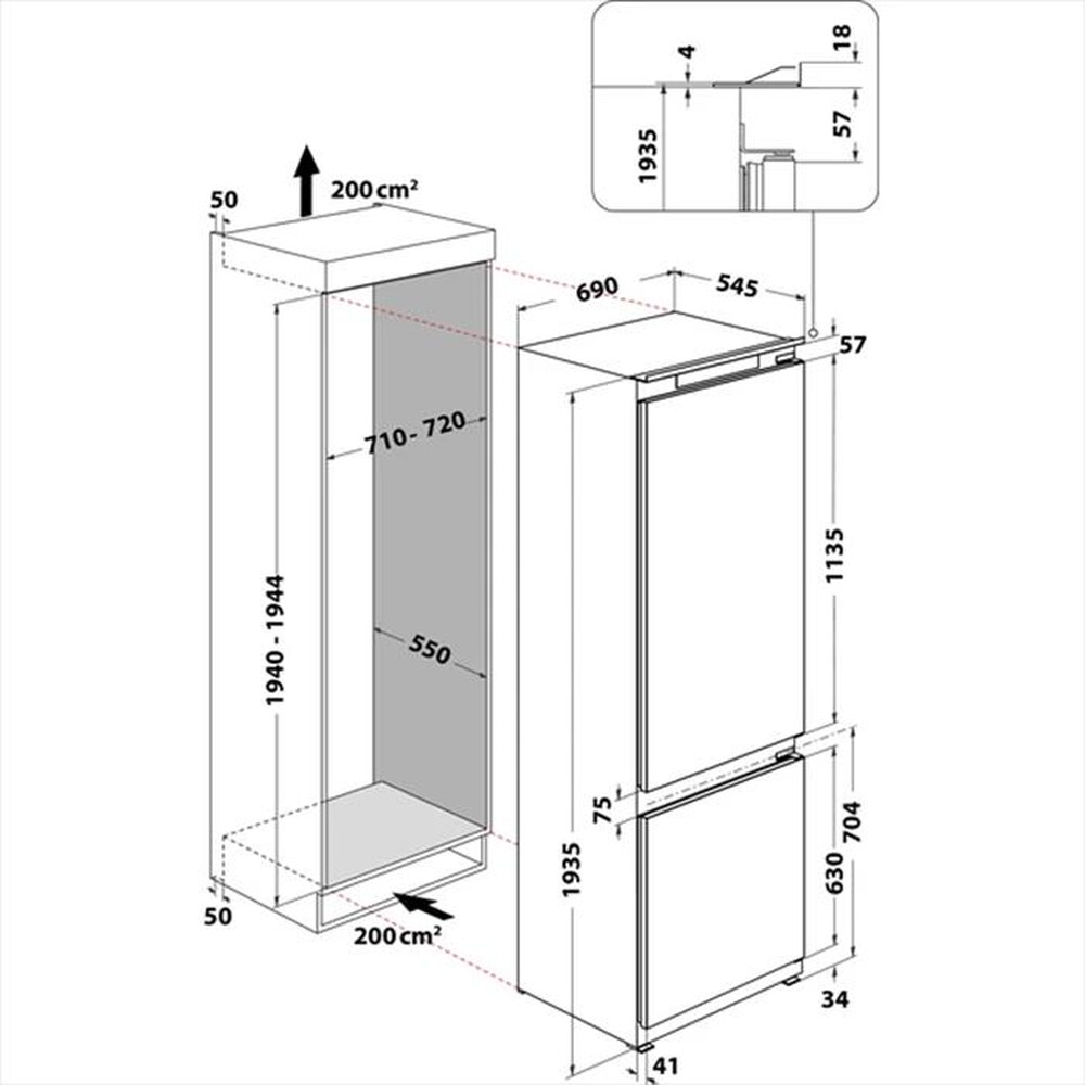 "INDESIT - Frigorifero incasso IND 401 Classe F"
