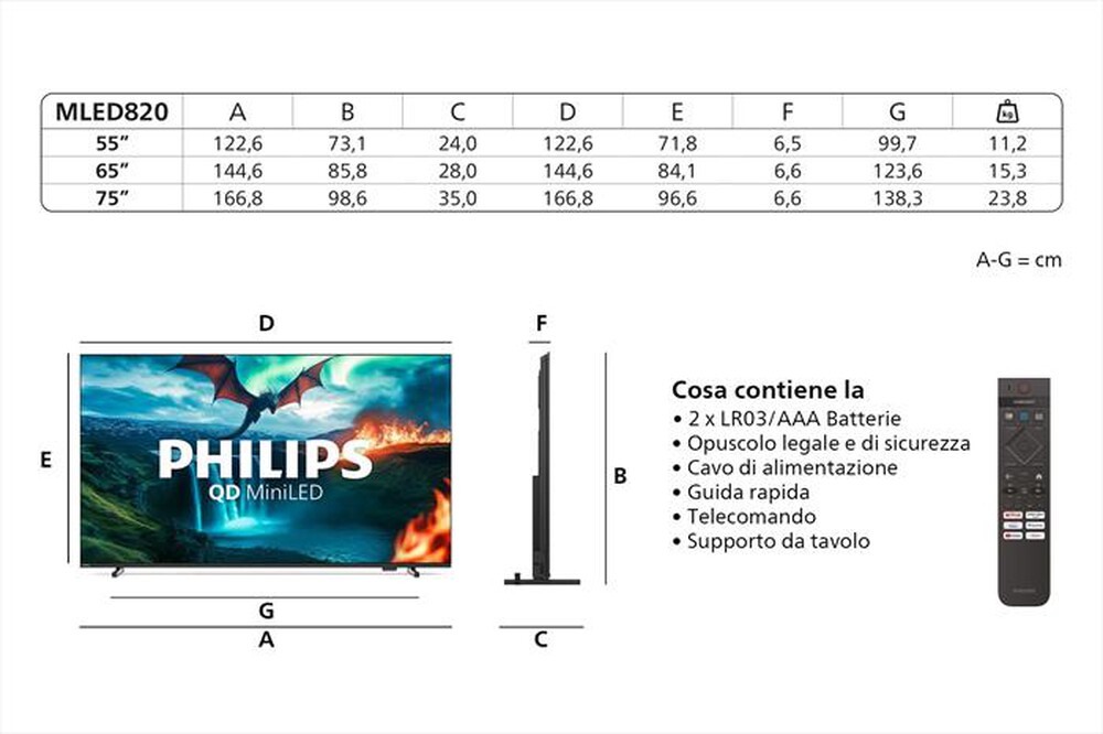 Immagine del prodotto PHILIPS - Smart TV 75" 4K QD MiniLED 75MLED820/12-Black