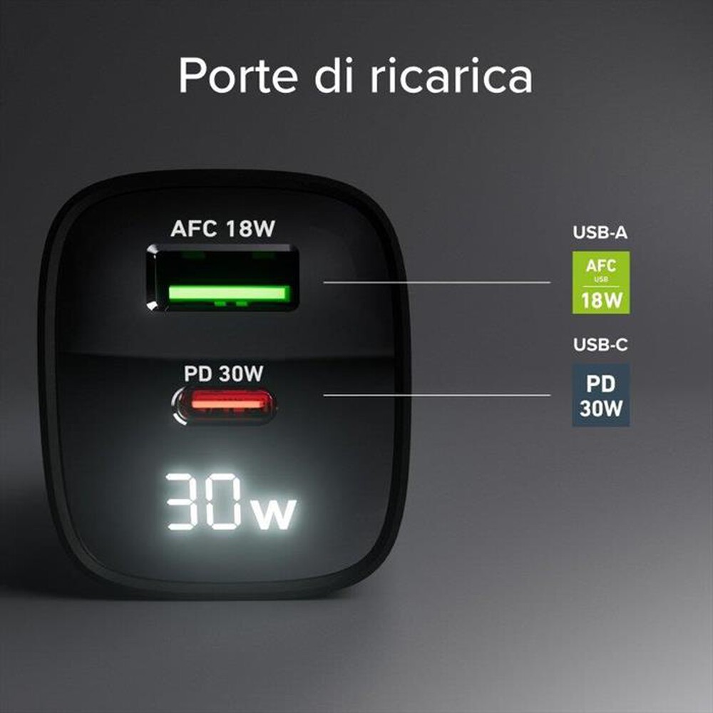 "SBS - Caricatore da rete TETRGANLCD1USB1C30K-Nero"