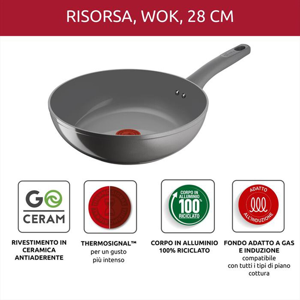 "LAGOSTINA - Wok 28 cm ceramica 010274041828-Grigio"