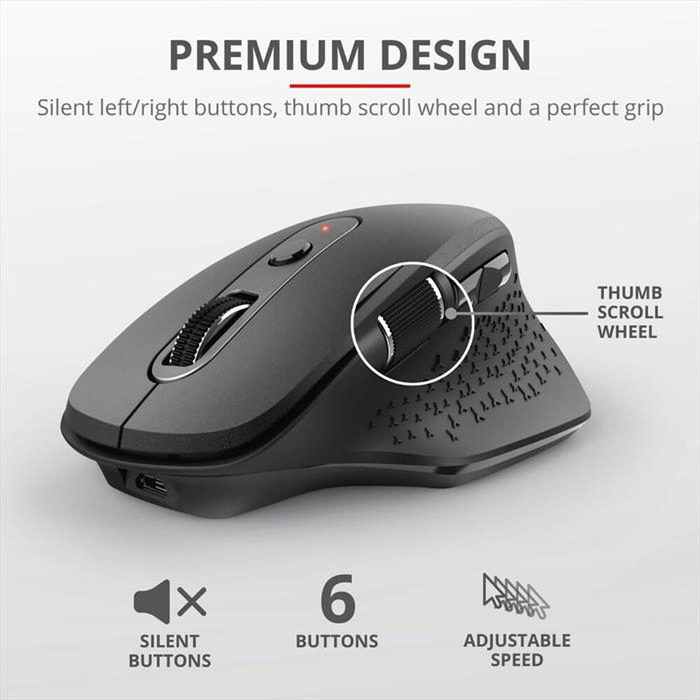 Immagine del prodotto TRUST - OZAA RECHARGEABLE MOUSE BLACK-Black