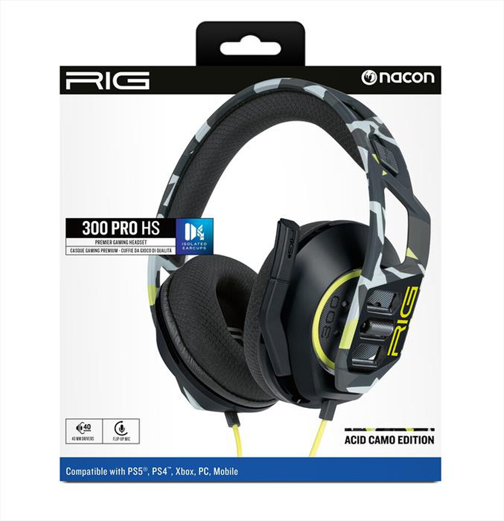 "NACON - CUFFIE GAMING RIG 300 PRO HS PS5/PS4, VERDE ACIDO-Verde Acido"