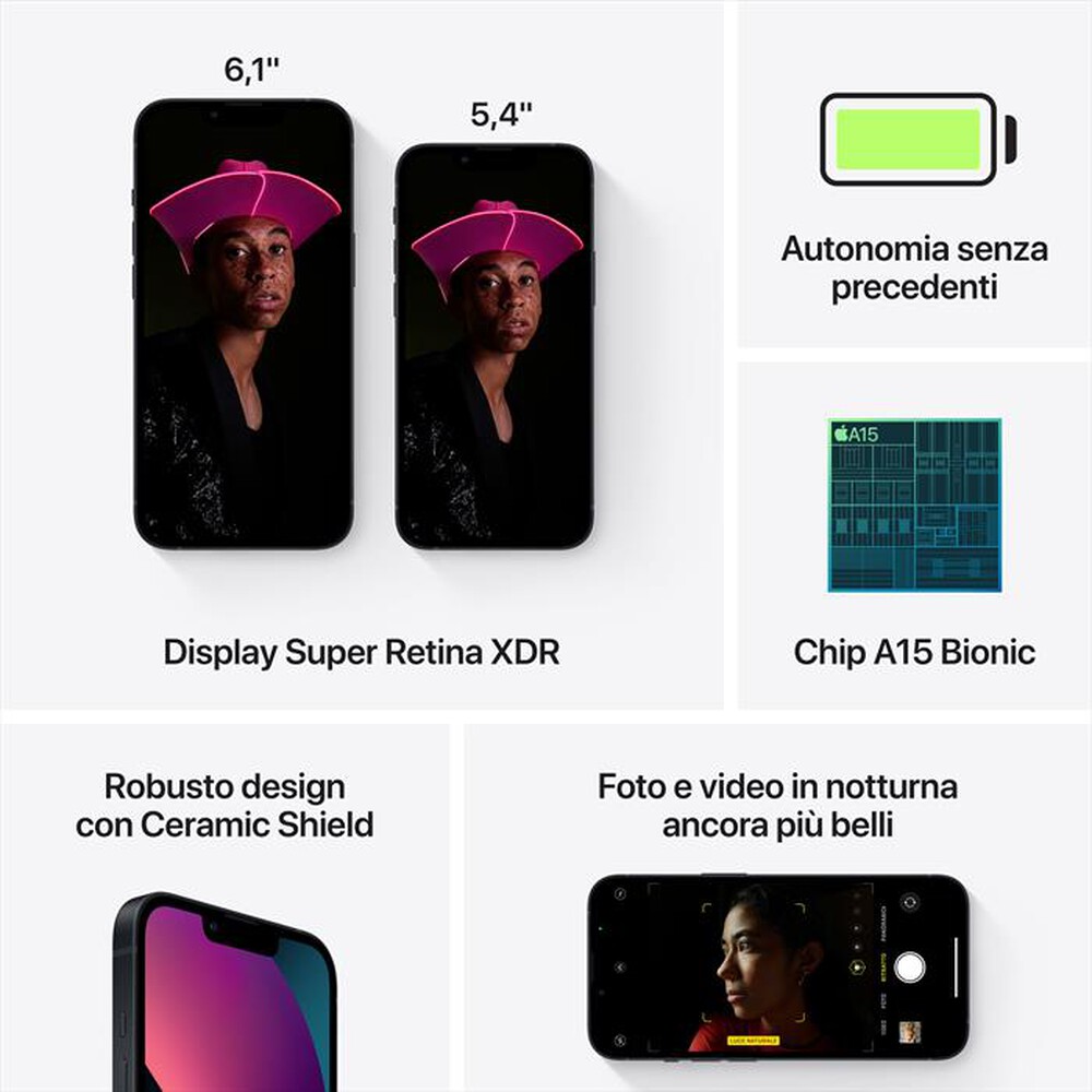 "WIND - 3 - APPLE iPhone 13 256GB-Mezzanotte"