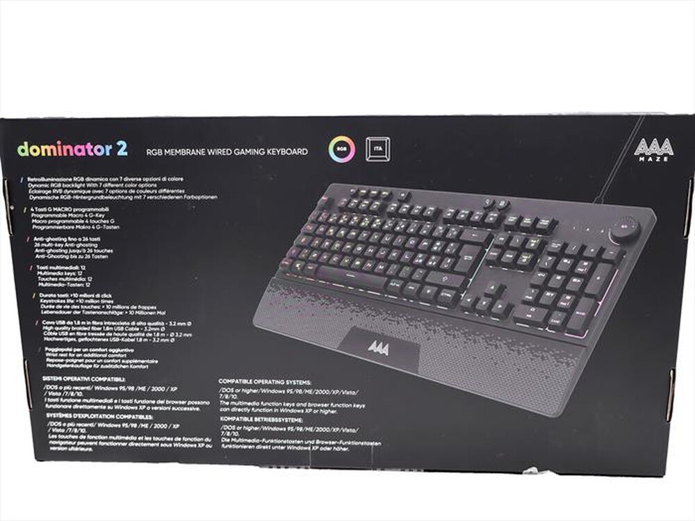 Immagine del prodotto AAAMAZE - TASTIERA GAMING DOMINATOR 2 RGB-Nero
