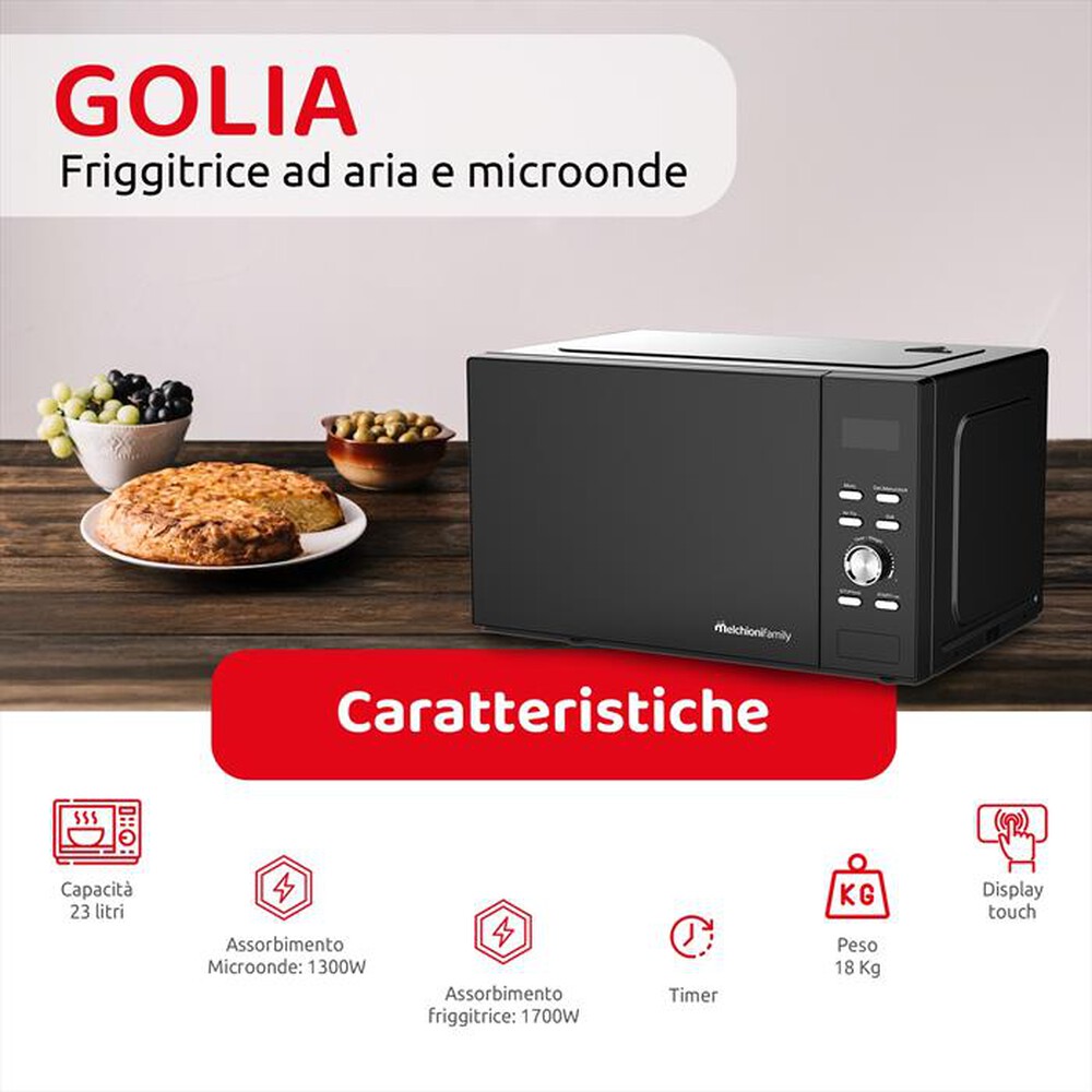 Immagine del prodotto MELCHIONI FAMILY - Friggitrice ad aria e microonde GOLIA-Nero / Metallo