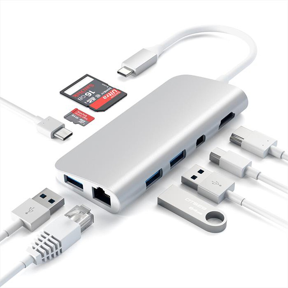 "SATECHI - ADATTATORE USB-C MULTIMEDIA-argento"