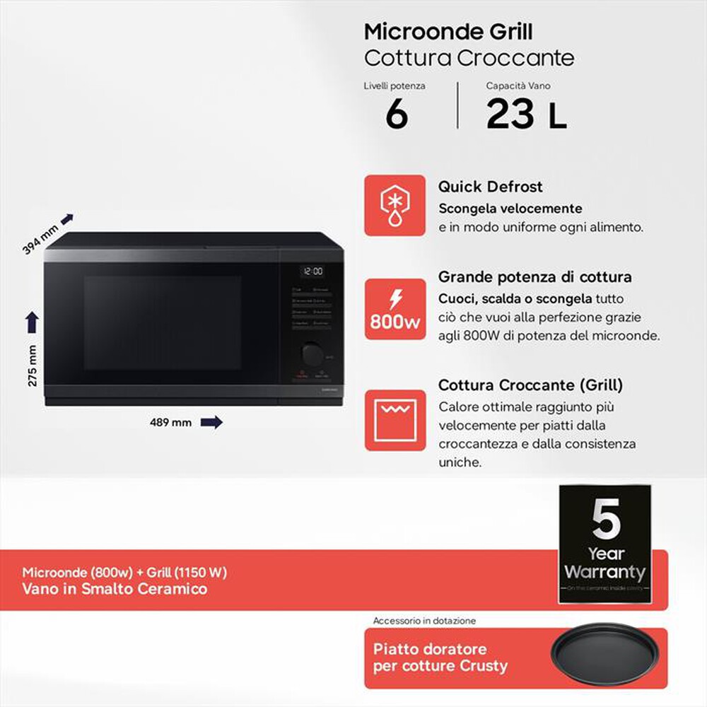 Immagine del prodotto SAMSUNG - Forno microonde MG23DG4524CGE1-Nero
