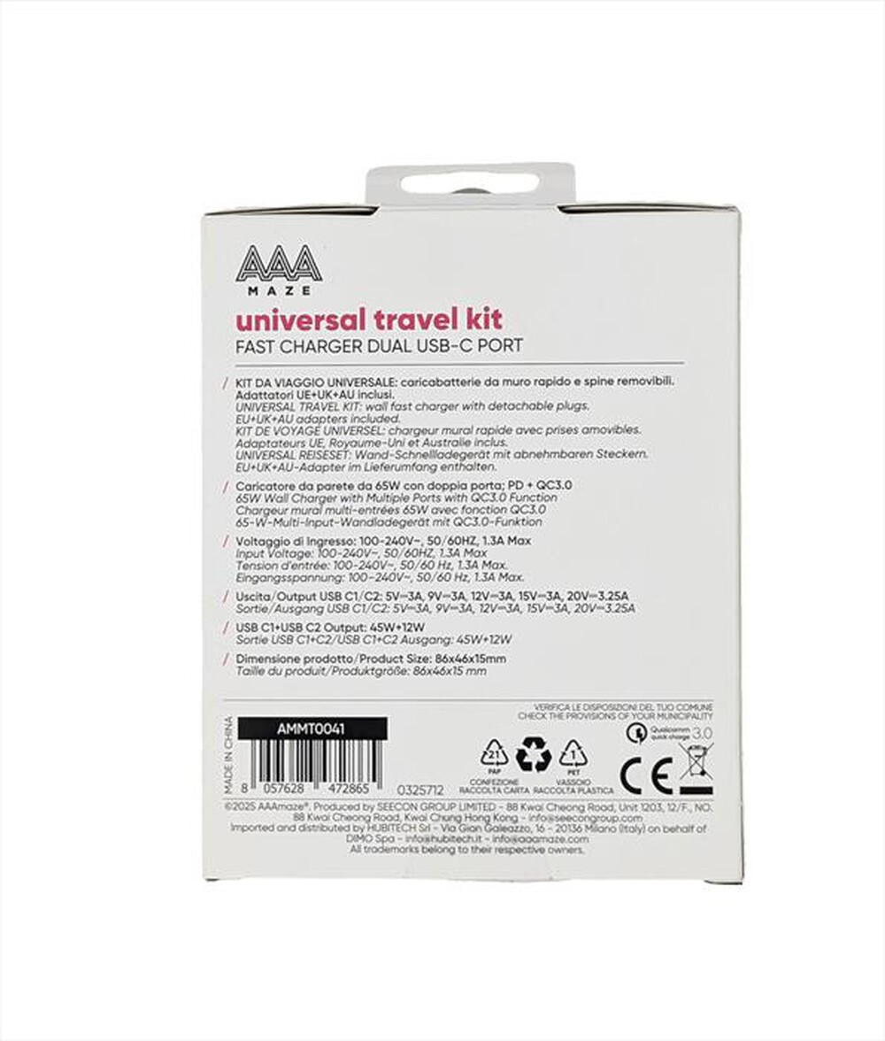 Immagine del prodotto AAAMAZE - CARICATORE DA MURO AAAMAZE 65W 2 TYPE-C-Bianco