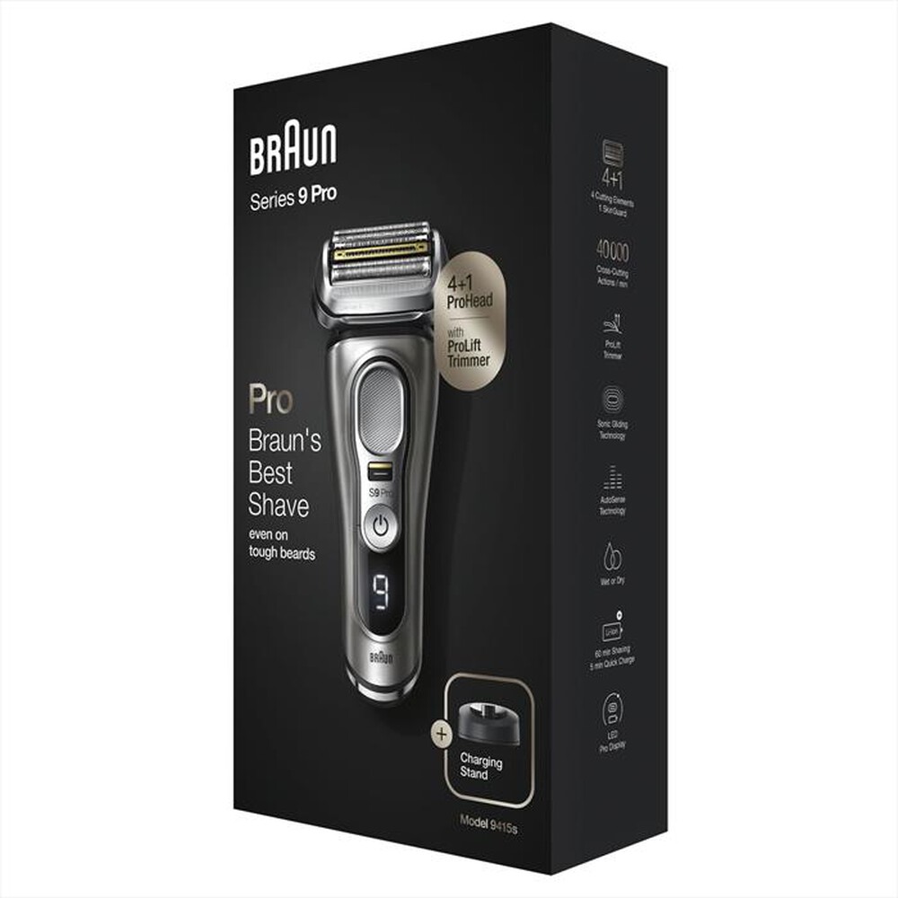 "BRAUN - Rasoio elettrico barba SERIES 9 PRO 9415S-Grigio"