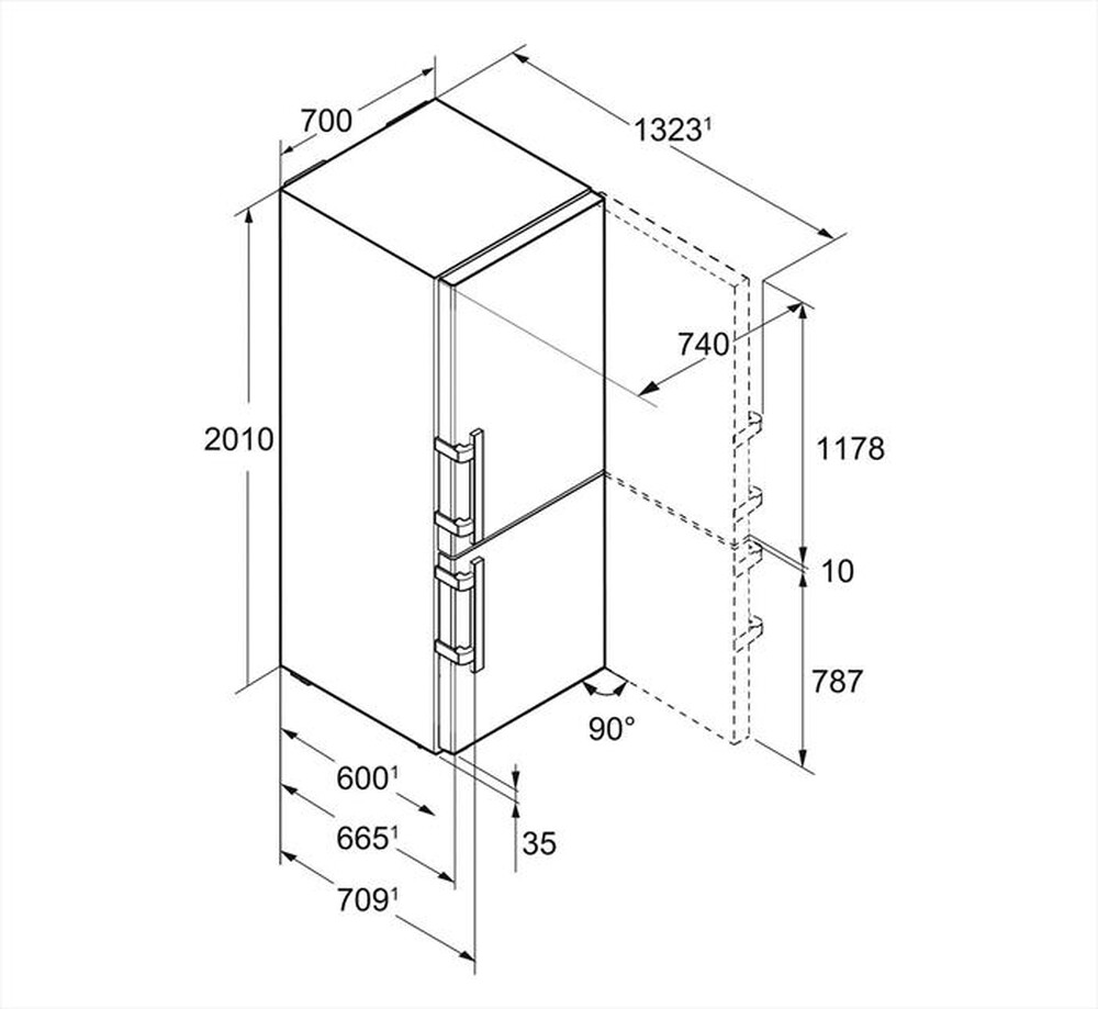 "LIEBHERR - Frigorifero combinato CNEF 5745-21 Classe D 437lt-Acciaio"