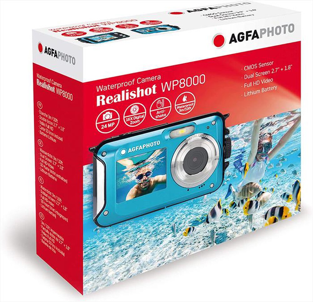 "AGFA - Fotocamera compatta Realishot WP8000-Blu"