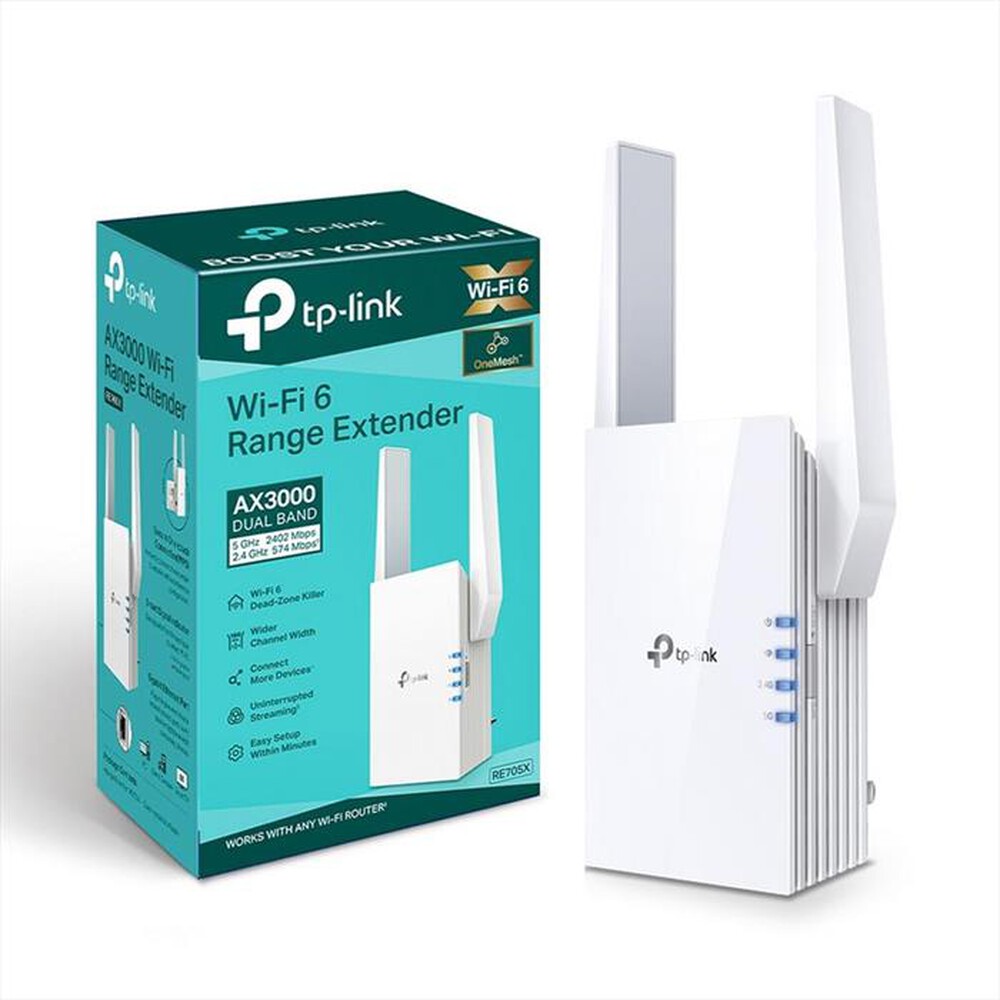 "TP-LINK - RANGE EXTERNDER AX3000 MESH WIFI 6 EXTENDER-bianco"