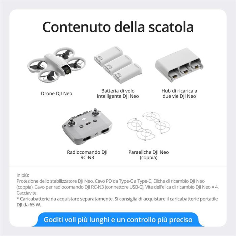Immagine del prodotto DJI - Drone NEO FLY MORE COMBO-Grigio