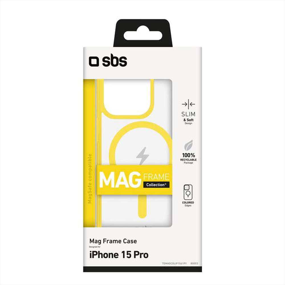 "SBS - Cover per iPhone 15 Pro TEMAGCOLIP1561PY-Trasparente/Giallo"