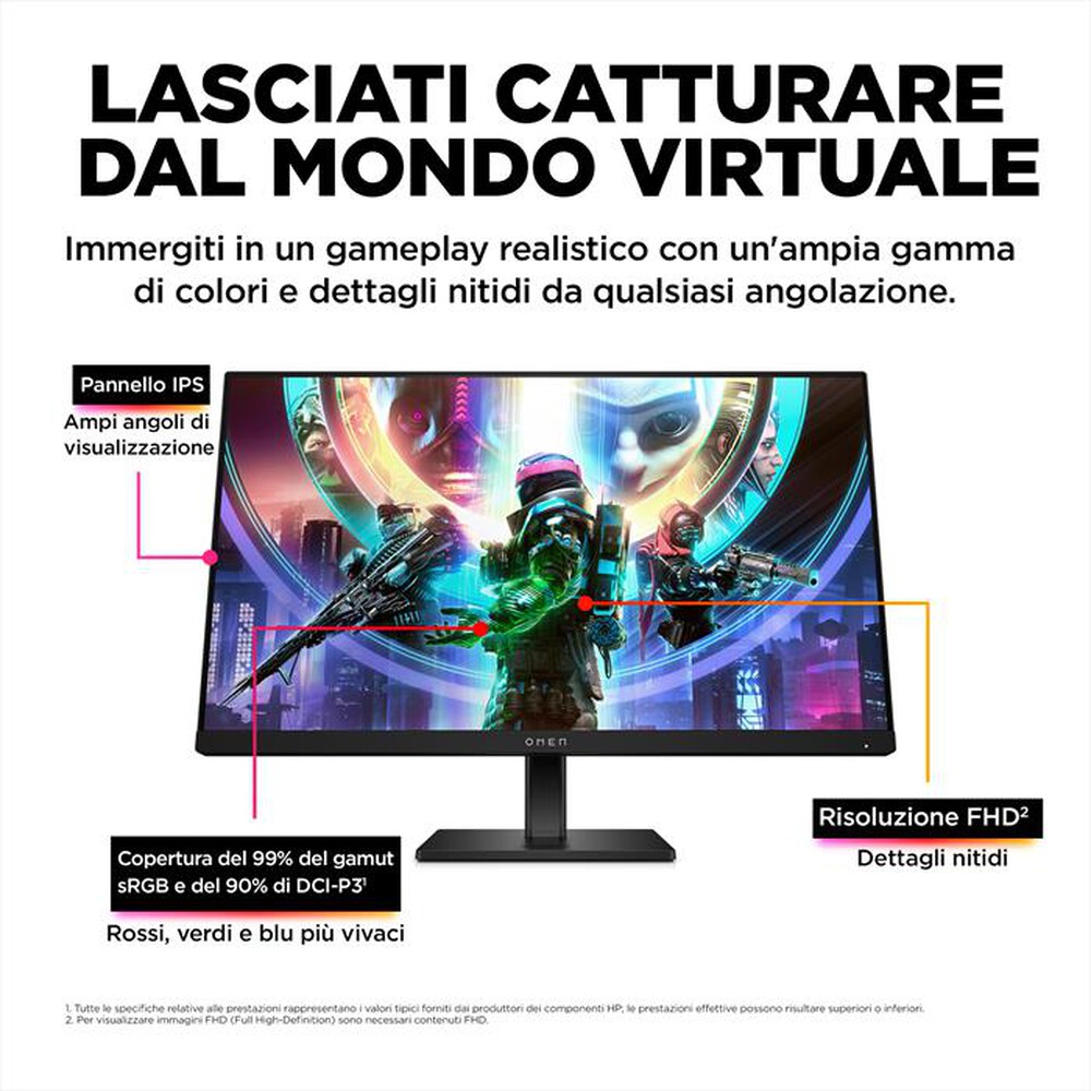 "HP - Monitor LED FHD 23,8\" OMEN 24-Nero"