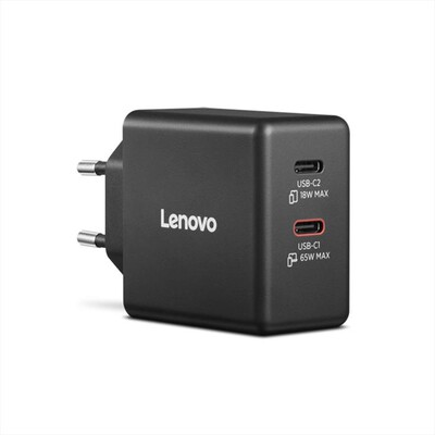 LENOVO - DUAL USB-C 65W GAN CHARGER NERO-NERO