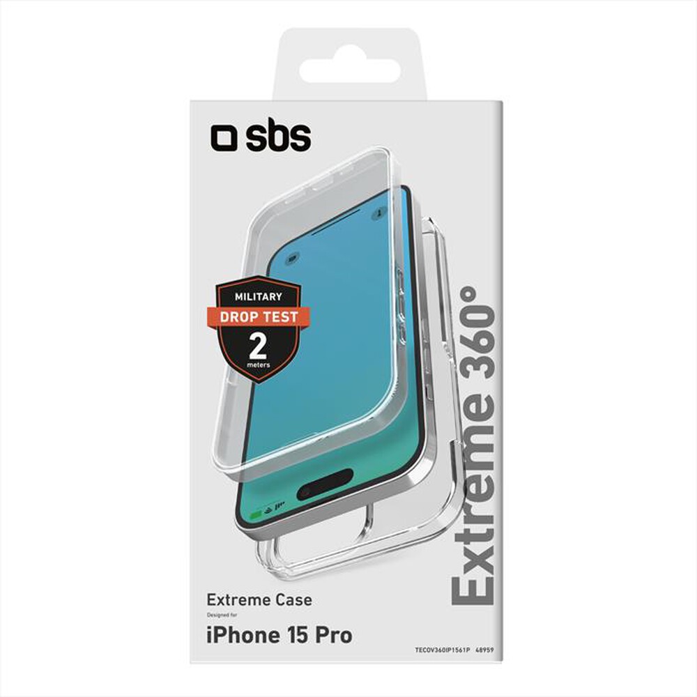 "SBS - Cover 360 TECOV360IP1561P per iPhone 15 Pro-Trasparente"
