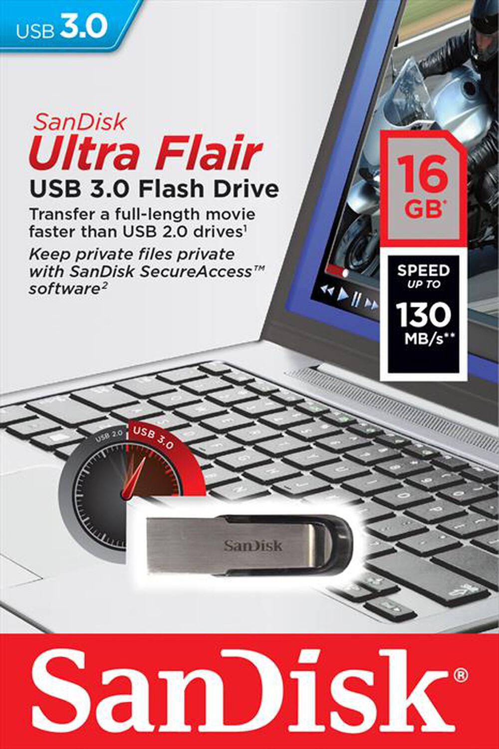 "SANDISK - USB ULTRA FLAIR 16GB"