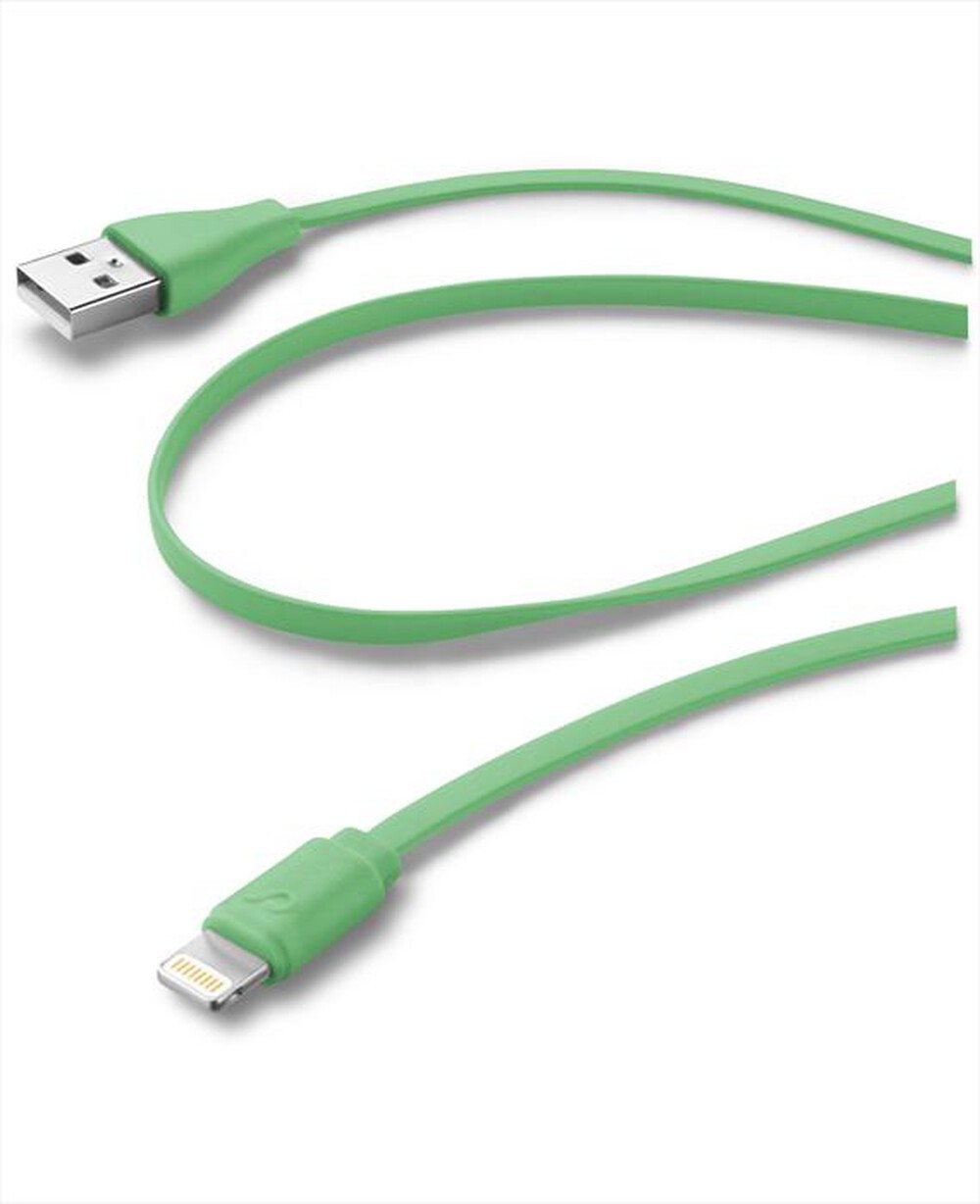"CELLULARLINE - Flat USB Data Cable For iPhone USBDATACFLMFIIPH5G-Verde"