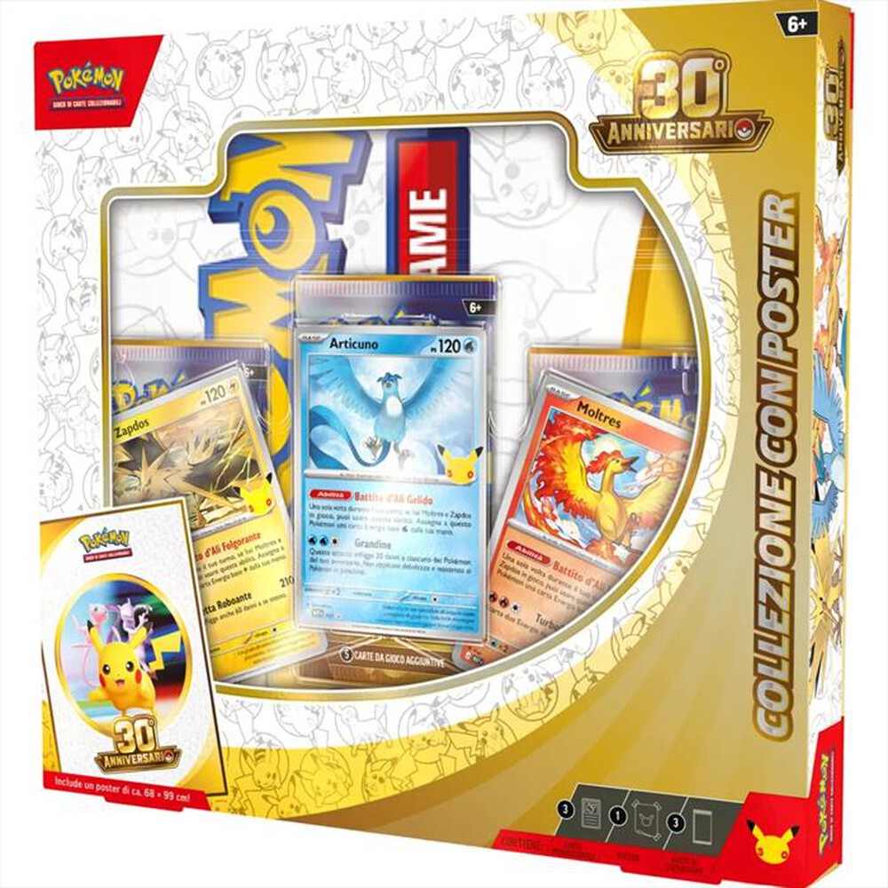 Immagine del prodotto POKEMON - 30mo anniversario Poster + 3 Carte Olo + 3 Buste-Multicolore
