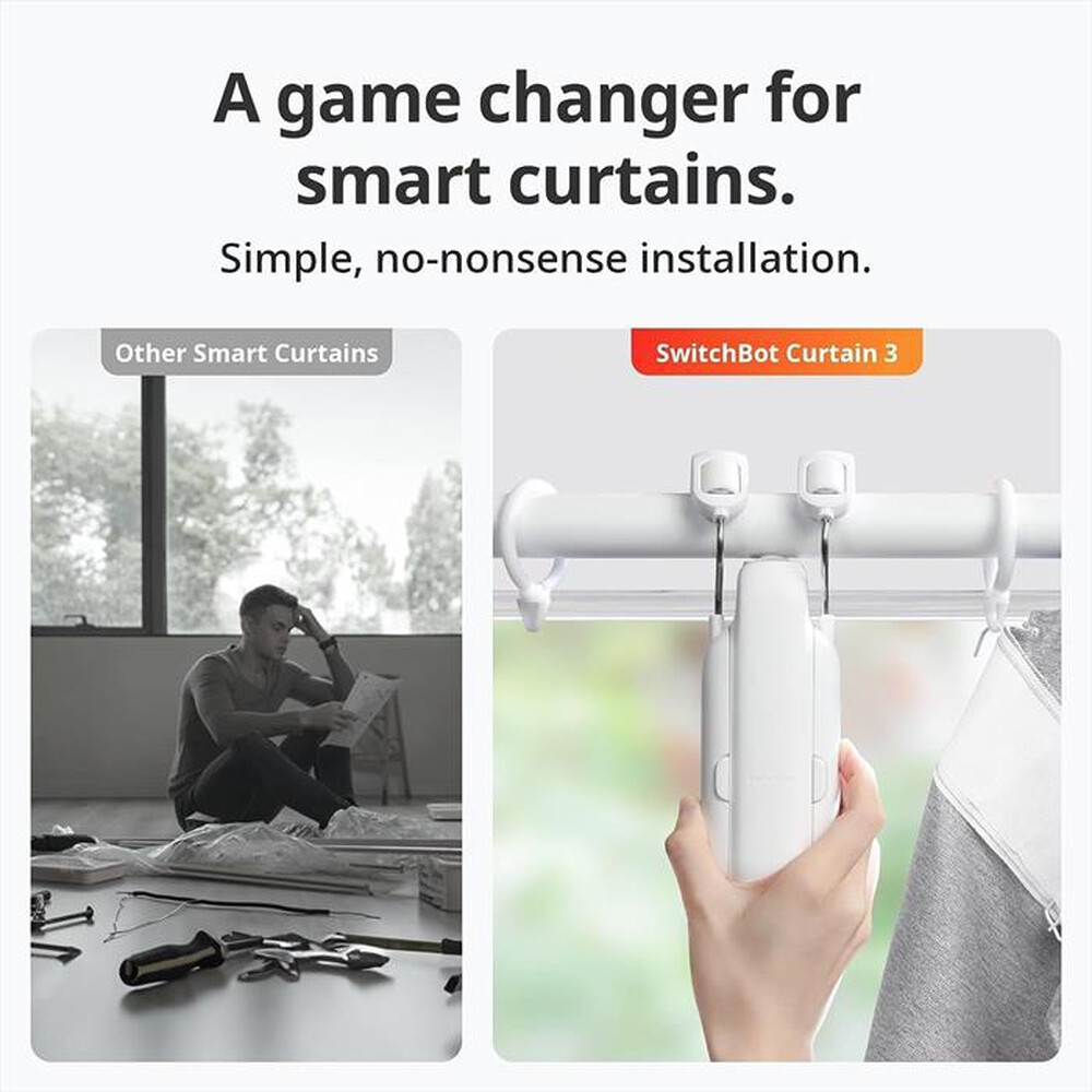 "SWITCHBOT - Smart motore elettrico per tende CURTAIN ROD 3-BIANCO"