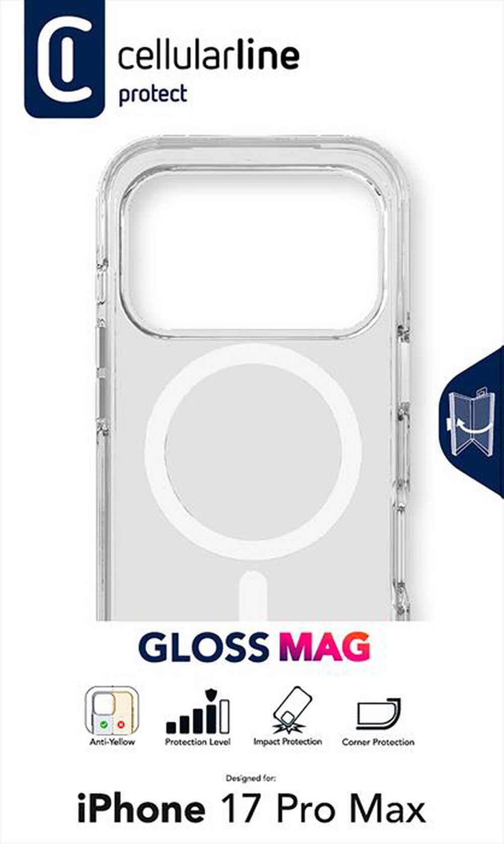 Immagine del prodotto CELLULARLINE - Custodia GLOSS MAG per IPHONE 17 PRO MAX-Trasparente
