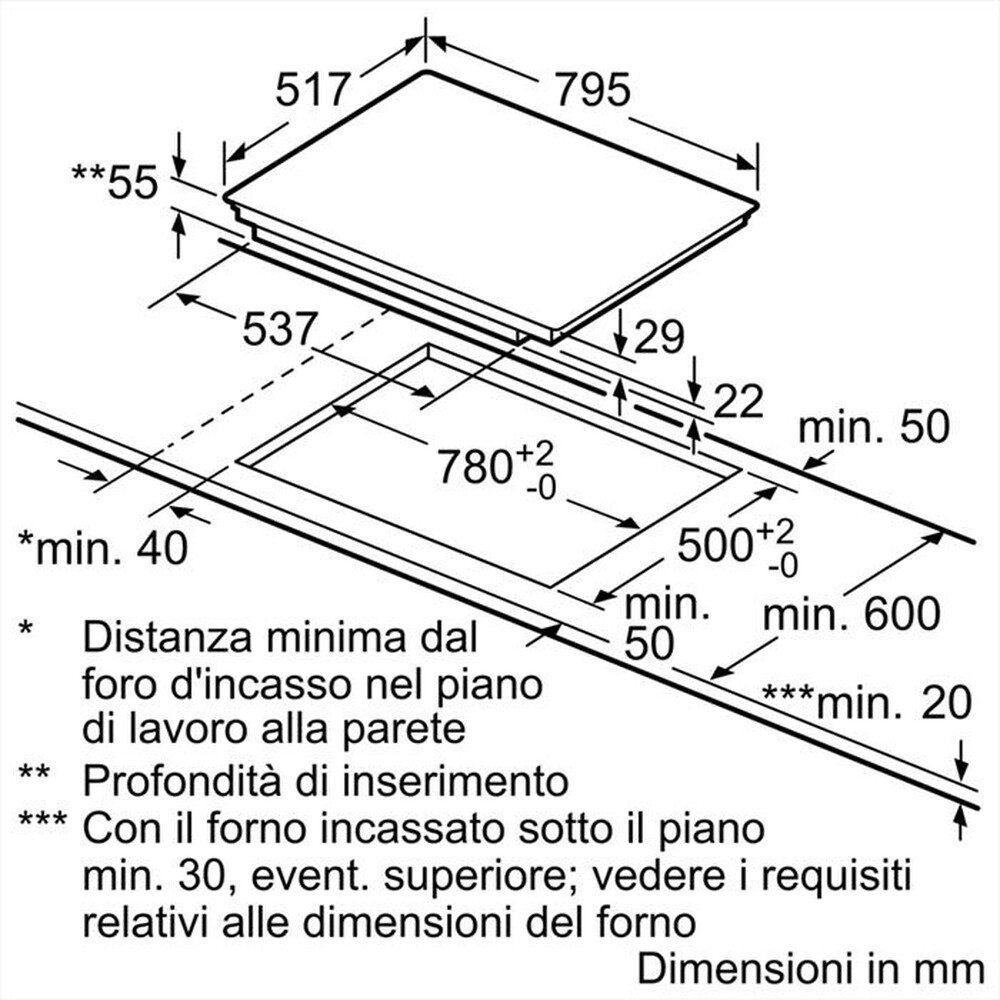 "BOSCH - Piano cottura induzione PVS845FB5E 79,5 cm-Nero, Stainless steel"