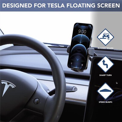 CELLULARLINE - Supporto smartphone HUG SCREEN - TESLA CAR HOLDER-Black
