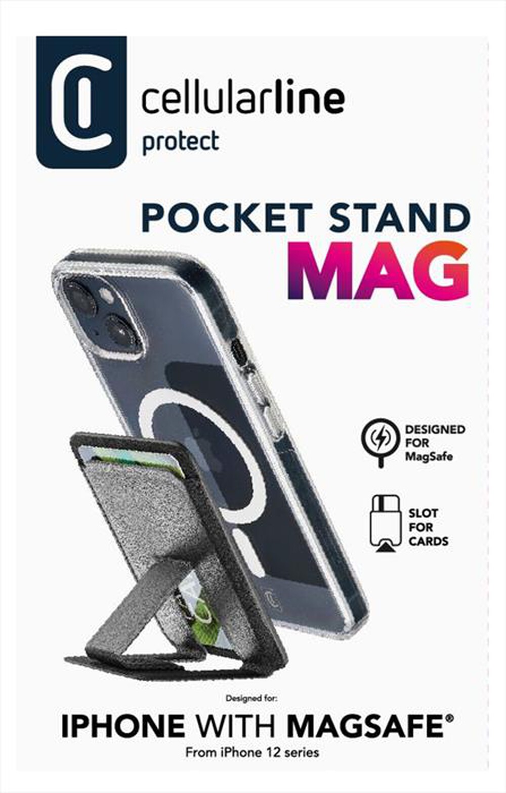 Immagine del prodotto CELLULARLINE - Portacarte magnetico con funzione stand MagSafe-Black