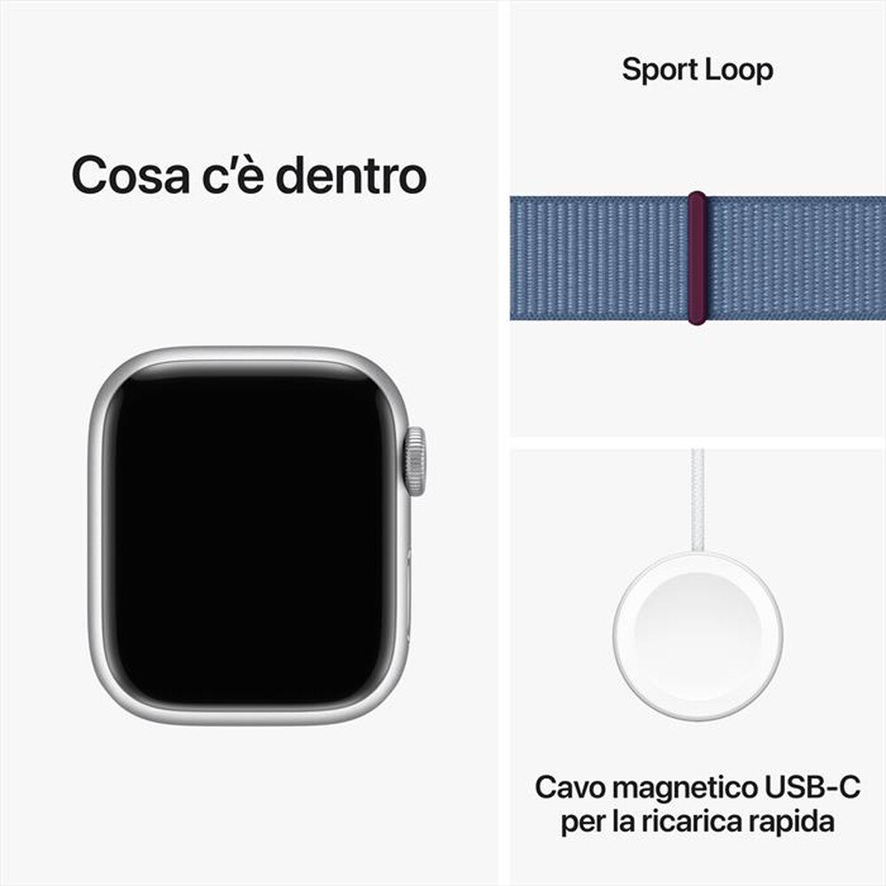 "APPLE - Watch Series 9 GPS Cassa 41mm Argento-Blu Inverno"